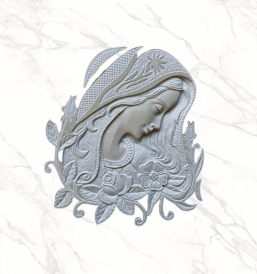 Madonna di profilo con rose Scultura Soft Design - MA35