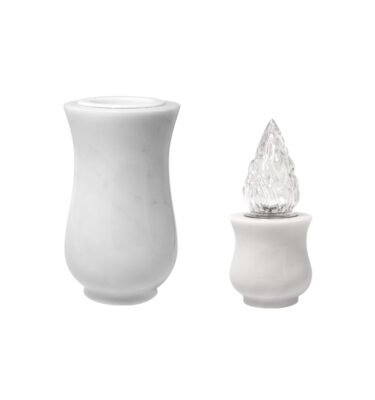 Portafiori e lampada in marmo bianco - Modello Tornito