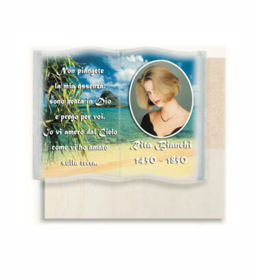 Libro in cristallo per lapide