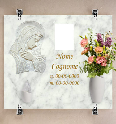 Lapide per loculo a parete con scultura soft design madonna - LL04